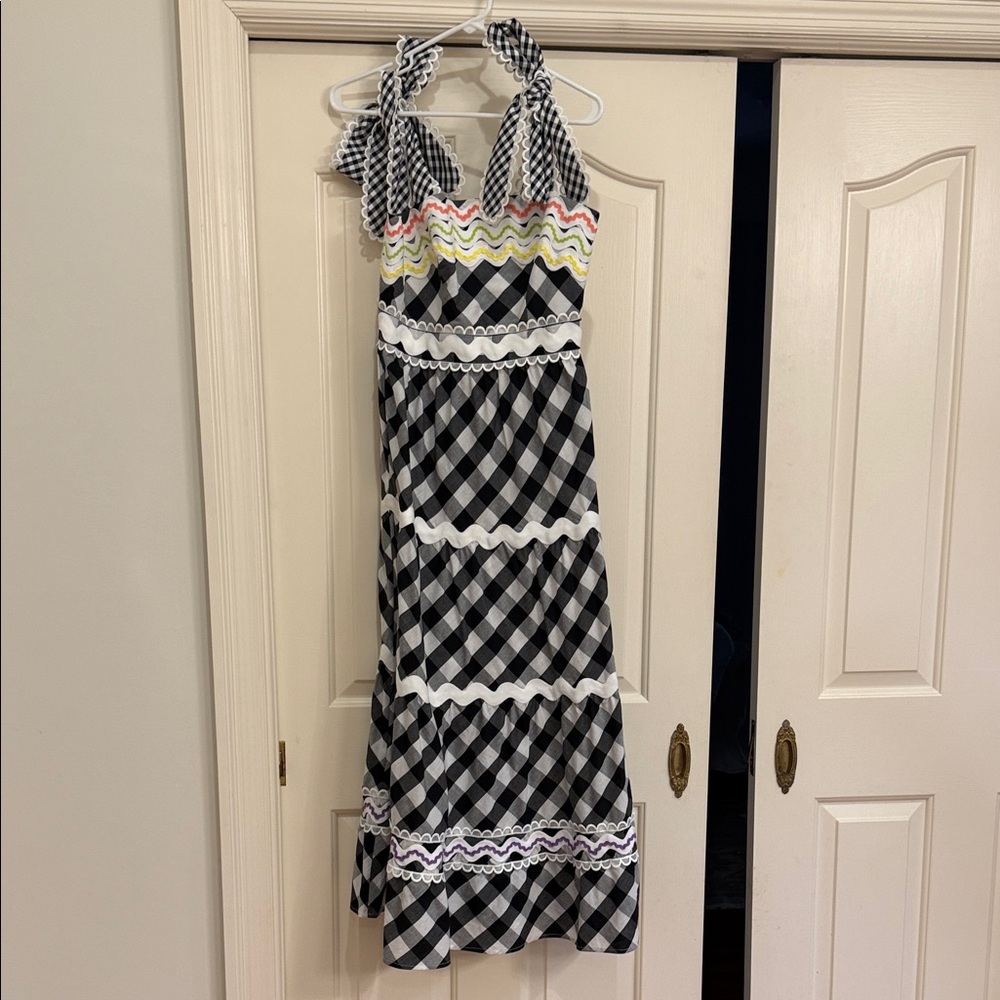 Celia B black jade Vichy maxi dress